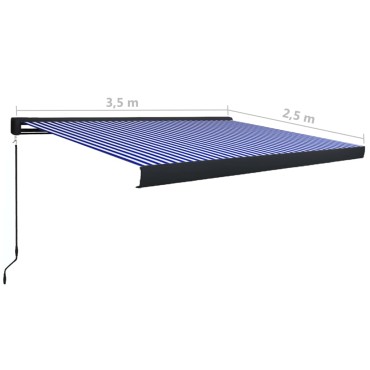 vidaXL Τέντα Κασετίνα Χειροκίνητη Μπλε / Λευκή 350 x 250 εκ.