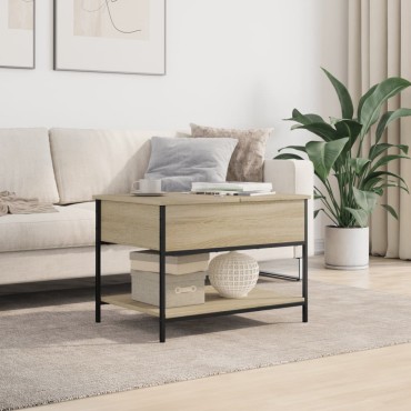 vidaXL Τραπεζάκι Σαλονιού Sonoma Δρυς 70x50x50cm Επ. Ξύλο & Μέταλλο 1 τεμ.
