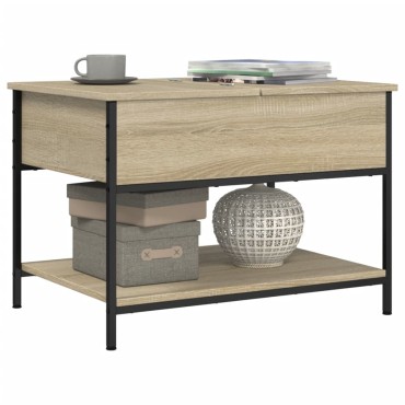 vidaXL Τραπεζάκι Σαλονιού Sonoma Δρυς 70x50x50cm Επ. Ξύλο & Μέταλλο 1 τεμ.