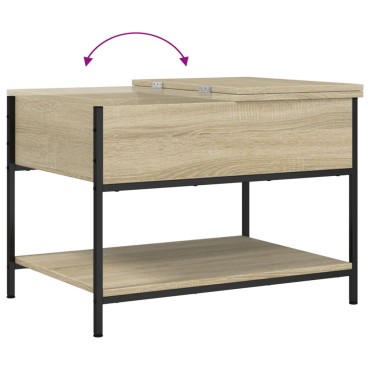 vidaXL Τραπεζάκι Σαλονιού Sonoma Δρυς 70x50x50cm Επ. Ξύλο & Μέταλλο 1 τεμ.