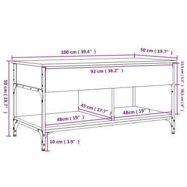 vidaXL Τραπεζάκι Σαλονιού Καπνιστή Δρυς 100x50x50cm Επεξεργ. Ξύλο 1 τεμ.
