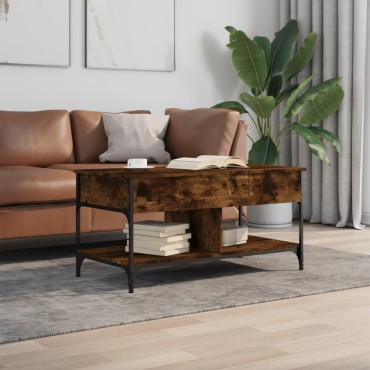 vidaXL Τραπεζάκι Σαλονιού Καπνιστή Δρυς 100x50x50cm Επεξεργ. Ξύλο 1 τεμ.