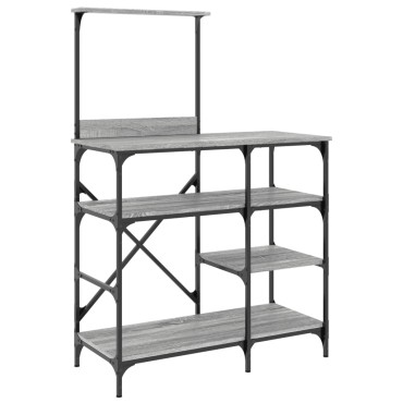 vidaXL Ραφιέρα Κουζίνας Γκρι Sonoma 90x40x132 εκ. Επεξ. Ξύλο/Μέταλλο