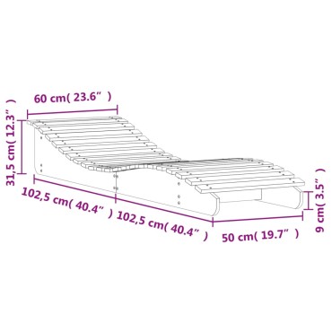 vidaXL Ξαπλώστρα 205x60x31,5cm από Μασίφ Ξύλο Πεύκου 1 τεμ.
