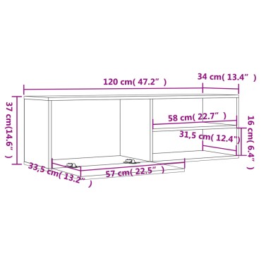 vidaXL Έπιπλο Τηλεόρασης Καπνιστή Δρυς 120x34x37cm Επεξ. Ξύλο