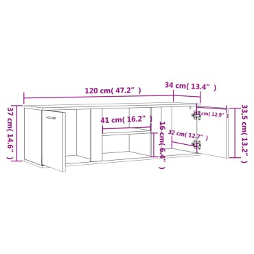 vidaXL Έπιπλο Τηλεόρασης Γκρι Sonoma 120x34x37cm από Επεξ. Ξύλο