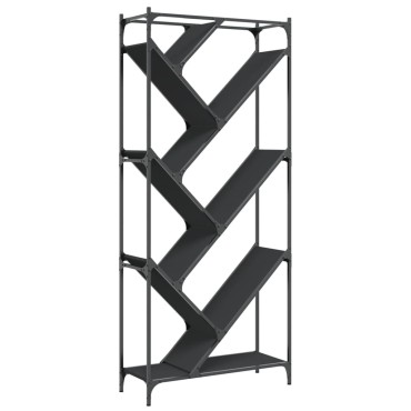 vidaXL Βιβλιοθήκη Μαύρη 79x30x180cm Επεξεργασμένο Ξύλο & Μέταλλο 1 τεμ.