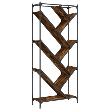 vidaXL Βιβλιοθήκη Καπνιστή Δρυς 79x30x180cm Επεξεργ. Ξύλο & Μέταλλο 1 τεμ.