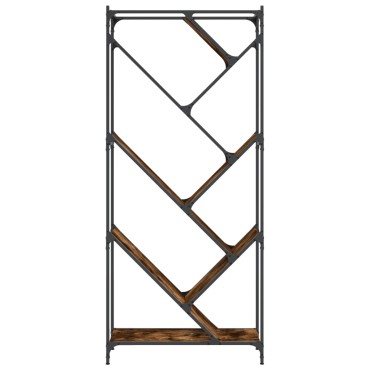 vidaXL Βιβλιοθήκη Καπνιστή Δρυς 79x30x180cm Επεξεργ. Ξύλο & Μέταλλο 1 τεμ.