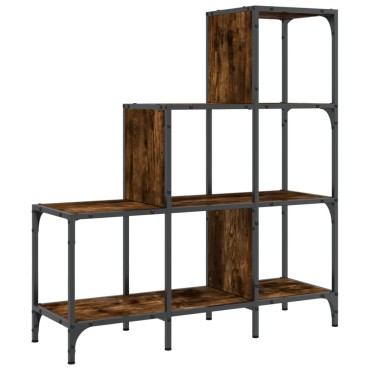 vidaXL Βιβλιοθήκη Καπνιστή Δρυς 92x30x102cm Επεξεργ. Ξύλο & Μέταλλο 1 τεμ.
