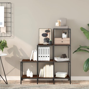 vidaXL Βιβλιοθήκη Καπνιστή Δρυς 92x30x102cm Επεξεργ. Ξύλο & Μέταλλο 1 τεμ.