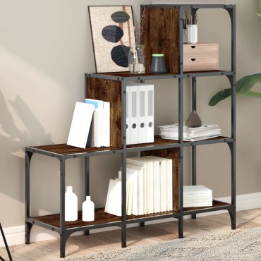 vidaXL Βιβλιοθήκη Καπνιστή Δρυς 92x30x102cm Επεξεργ. Ξύλο & Μέταλλο 1 τεμ.