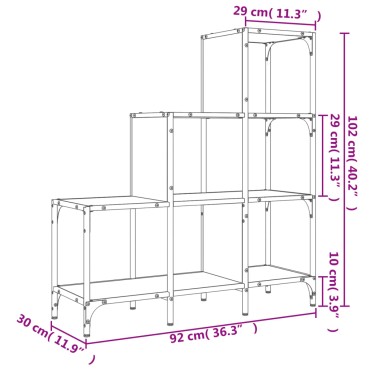 vidaXL Βιβλιοθήκη Καπνιστή Δρυς 92x30x102cm Επεξεργ. Ξύλο & Μέταλλο 1 τεμ.
