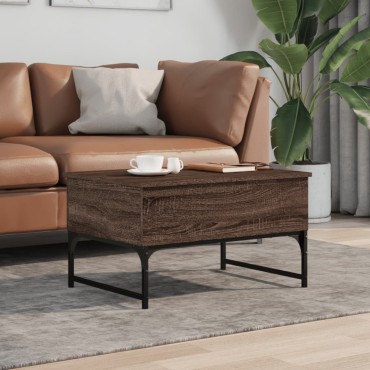 vidaXL Τραπεζάκι Σαλονιού Καφέ Δρυς 70x50x40cm Επεξ. Ξύλο/Μέταλλο 1 τεμ.