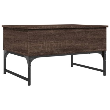 vidaXL Τραπεζάκι Σαλονιού Καφέ Δρυς 70x50x40cm Επεξ. Ξύλο/Μέταλλο 1 τεμ.