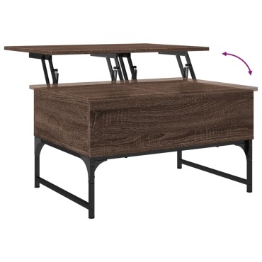 vidaXL Τραπεζάκι Σαλονιού Καφέ Δρυς 70x50x40cm Επεξ. Ξύλο/Μέταλλο 1 τεμ.