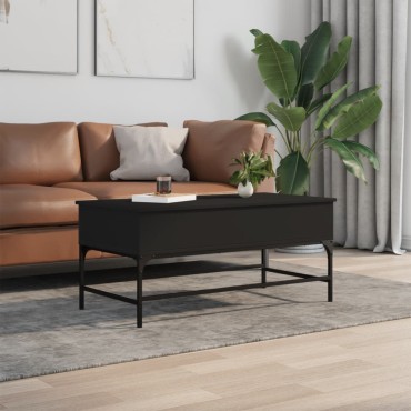 vidaXL Τραπεζάκι Σαλονιού Μαύρο 100x50x45cm Επεξ. Ξύλο & Μέταλλο 1 τεμ.