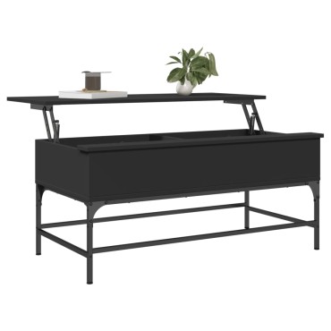vidaXL Τραπεζάκι Σαλονιού Μαύρο 100x50x45cm Επεξ. Ξύλο & Μέταλλο 1 τεμ.