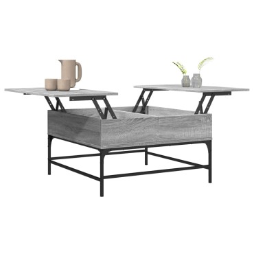 vidaXL Τραπεζάκι Σαλονιού Γκρι Sonoma 80x80x45cm Επεξ. Ξύλο/Μέταλλο 1 τεμ.