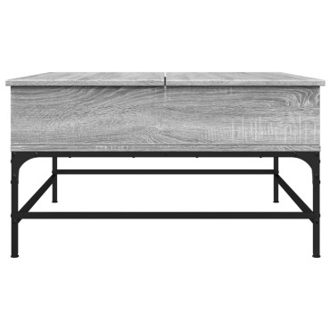 vidaXL Τραπεζάκι Σαλονιού Γκρι Sonoma 80x80x45cm Επεξ. Ξύλο/Μέταλλο 1 τεμ.