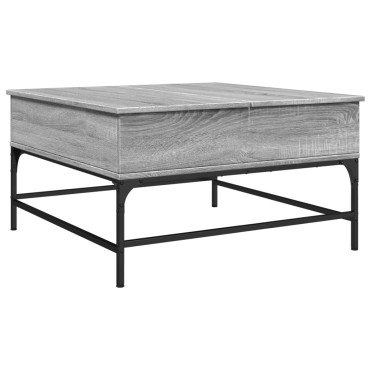 vidaXL Τραπεζάκι Σαλονιού Γκρι Sonoma 80x80x45cm Επεξ. Ξύλο/Μέταλλο 1 τεμ.