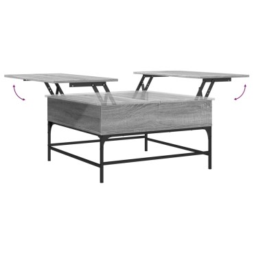 vidaXL Τραπεζάκι Σαλονιού Γκρι Sonoma 80x80x45cm Επεξ. Ξύλο/Μέταλλο 1 τεμ.