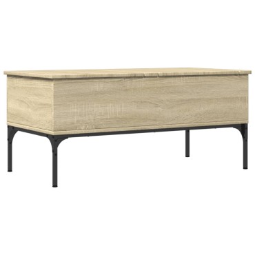 vidaXL Τραπεζάκι Σαλονιού Sonoma Δρυς 100x50x45cm Επεξ. Ξύλο + Μέταλλο 1 τεμ.