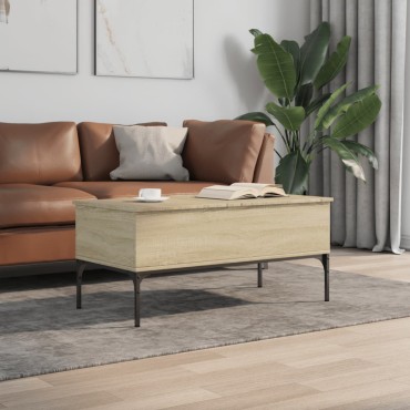 vidaXL Τραπεζάκι Σαλονιού Sonoma Δρυς 100x50x45cm Επεξ. Ξύλο + Μέταλλο 1 τεμ.