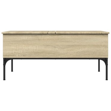 vidaXL Τραπεζάκι Σαλονιού Sonoma Δρυς 100x50x45cm Επεξ. Ξύλο + Μέταλλο 1 τεμ.