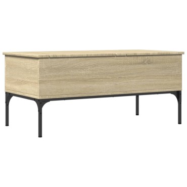 vidaXL Τραπεζάκι Σαλονιού Sonoma Δρυς 100x50x45cm Επεξ. Ξύλο + Μέταλλο 1 τεμ.