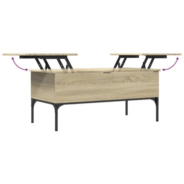vidaXL Τραπεζάκι Σαλονιού Sonoma Δρυς 100x50x45cm Επεξ. Ξύλο + Μέταλλο 1 τεμ.