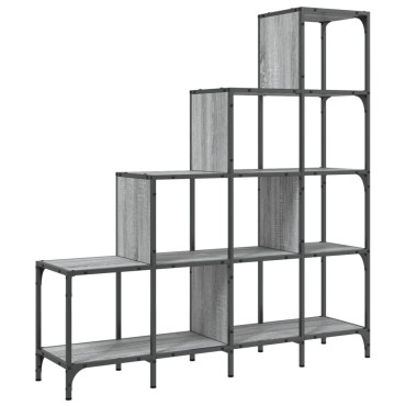 vidaXL Βιβλιοθήκη Γκρι Sonoma 122x30x132cm Επεξεργ. Ξύλο & Μέταλλο 1 τεμ.