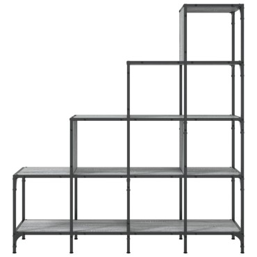 vidaXL Βιβλιοθήκη Γκρι Sonoma 122x30x132cm Επεξεργ. Ξύλο & Μέταλλο 1 τεμ.