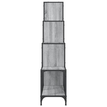 vidaXL Βιβλιοθήκη Γκρι Sonoma 122x30x132cm Επεξεργ. Ξύλο & Μέταλλο 1 τεμ.