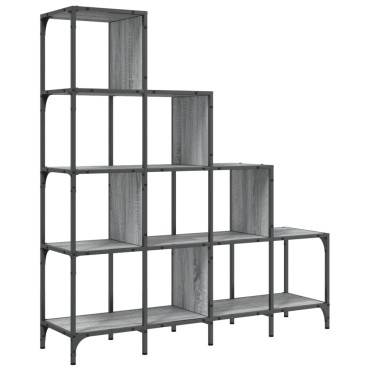 vidaXL Βιβλιοθήκη Γκρι Sonoma 122x30x132cm Επεξεργ. Ξύλο & Μέταλλο 1 τεμ.