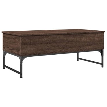 vidaXL Τραπεζάκι Σαλονιού Καφέ Δρυς 100x50x40cm Επ. Ξύλο & Μέταλλο 1 τεμ.