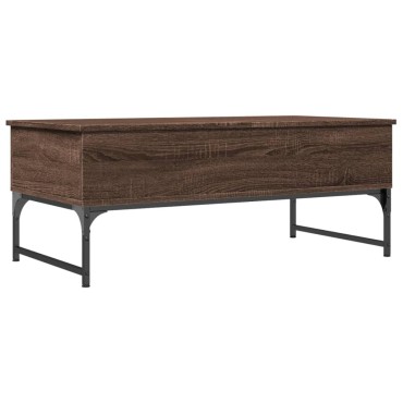 vidaXL Τραπεζάκι Σαλονιού Καφέ Δρυς 100x50x40cm Επ. Ξύλο & Μέταλλο 1 τεμ.
