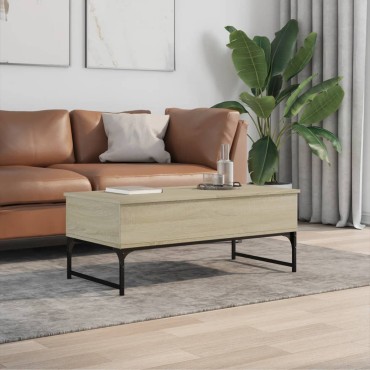 vidaXL Τραπεζάκι Σαλονιού Sonoma Δρυς 100x50x40cm Επ. Ξύλο & Μέταλλο 1 τεμ.