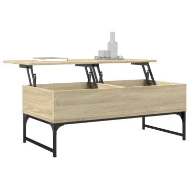 vidaXL Τραπεζάκι Σαλονιού Sonoma Δρυς 100x50x40cm Επ. Ξύλο & Μέταλλο 1 τεμ.