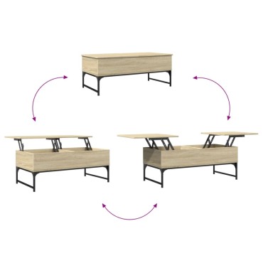 vidaXL Τραπεζάκι Σαλονιού Sonoma Δρυς 100x50x40cm Επ. Ξύλο & Μέταλλο 1 τεμ.