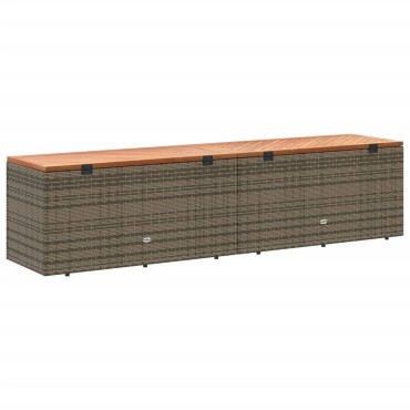 vidaXL Κουτί Αποθ. Κήπου Γκρι 220x50x54cm Συνθ. Ρατάν/Μασίφ Ακακία