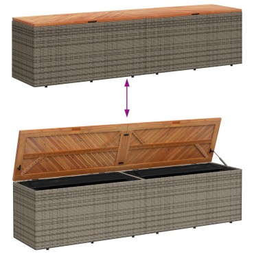 vidaXL Κουτί Αποθ. Κήπου Γκρι 220x50x54cm Συνθ. Ρατάν/Μασίφ Ακακία