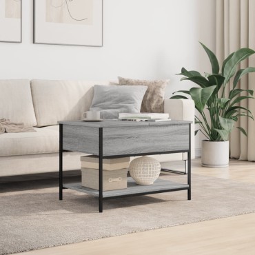vidaXL Τραπεζάκι Σαλονιού Γκρι Sonoma 70x50x50cm Επεξ. Ξύλο/Μέταλλο 1 τεμ.