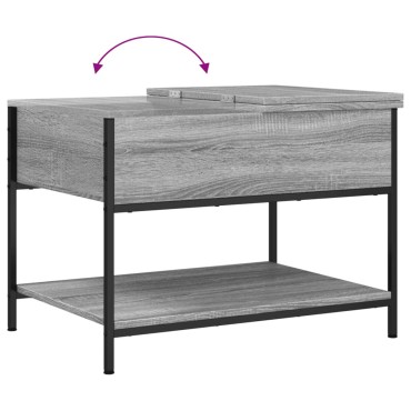 vidaXL Τραπεζάκι Σαλονιού Γκρι Sonoma 70x50x50cm Επεξ. Ξύλο/Μέταλλο 1 τεμ.