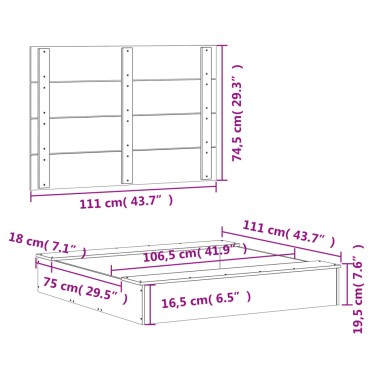 vidaXL Αμμοδόχος με Κάλυμμα Λευκή 111x111x19,5 εκ. Μασίφ Ξύλο Πεύκου