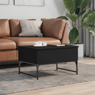 vidaXL Τραπεζάκι Σαλονιού Μαύρο 70x50x40cm Επεξ. Ξύλο/Μέταλλο 1 τεμ.
