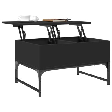 vidaXL Τραπεζάκι Σαλονιού Μαύρο 70x50x40cm Επεξ. Ξύλο/Μέταλλο 1 τεμ.