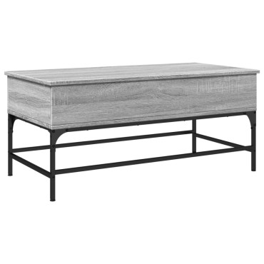 vidaXL Τραπεζάκι Σαλονιού Γκρι Sonoma 100x50x45cm Επεξ Ξύλο + Μέταλλο 1 τεμ.