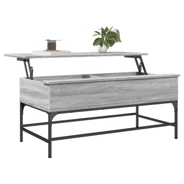 vidaXL Τραπεζάκι Σαλονιού Γκρι Sonoma 100x50x45cm Επεξ Ξύλο + Μέταλλο 1 τεμ.