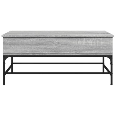 vidaXL Τραπεζάκι Σαλονιού Γκρι Sonoma 100x50x45cm Επεξ Ξύλο + Μέταλλο 1 τεμ.